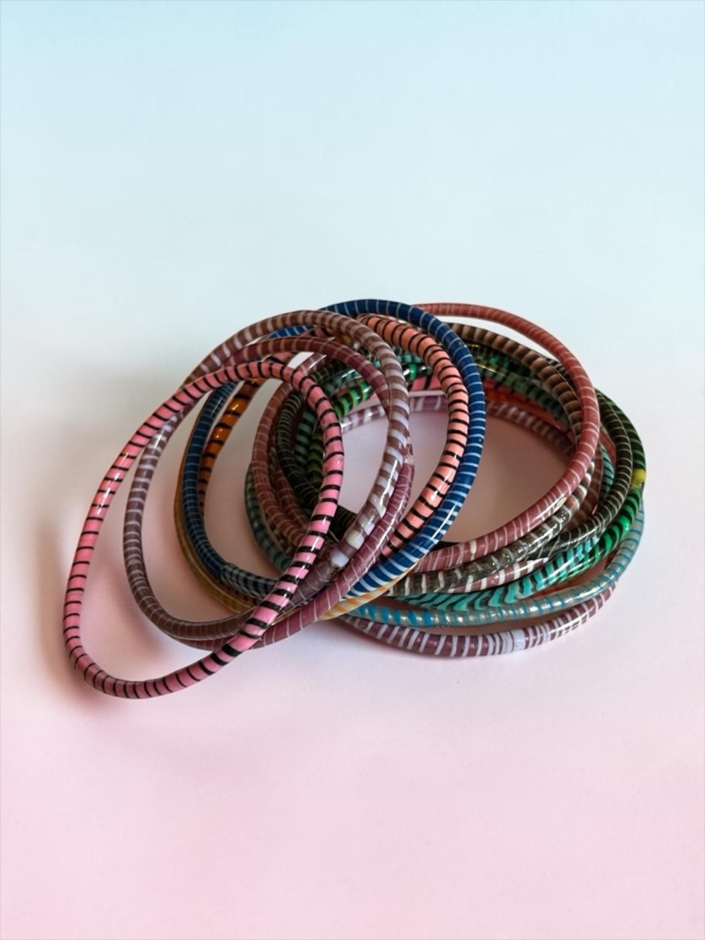 🍭5 for $20🍭 Boho Recycled Plastic Bangle Bracelet Set CC Y